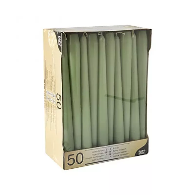 PAPSTAR Velas cónicas 22 x 250 mm, verde-jade, embalagem de 50 (88341)
