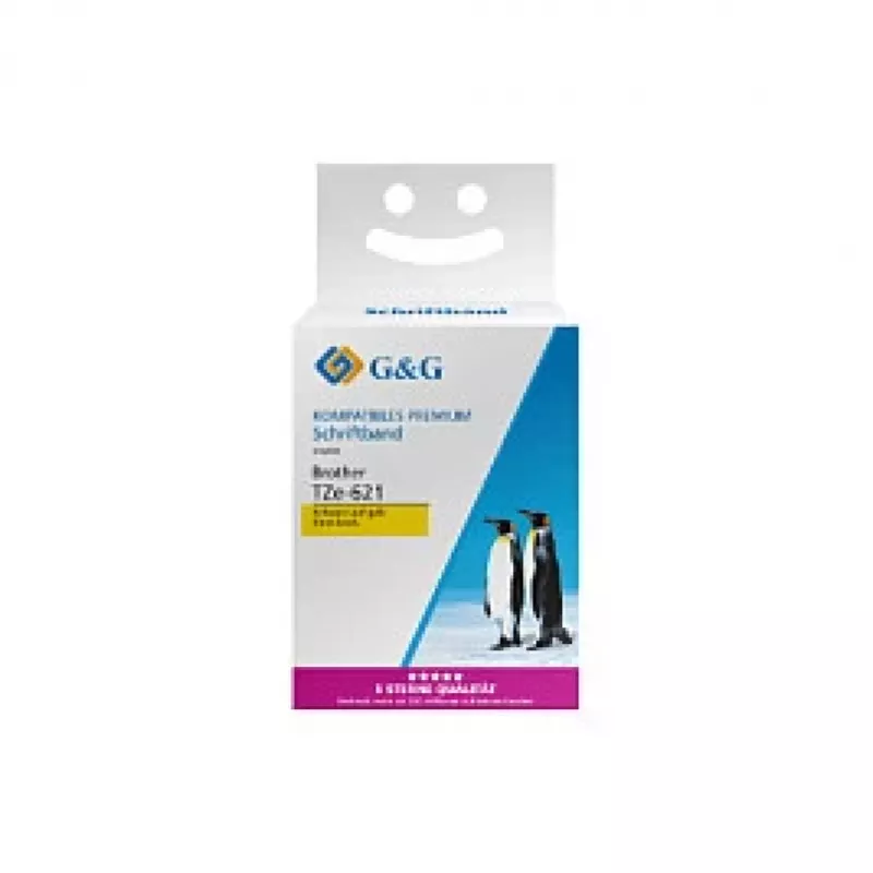 G&G 14976 Fita de rotulagem compatível 9mm x 8m amarelo/preto para Brother TZe-621
