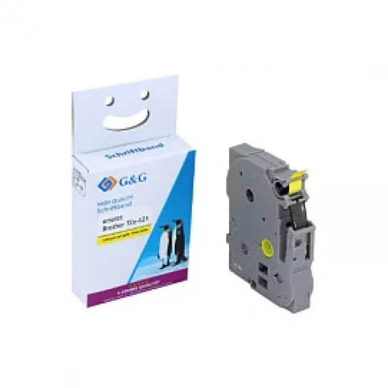 G&G 14976 Fita de rotulagem compatível 9mm x 8m amarelo/preto para Brother TZe-621