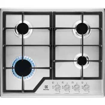 Electrolux KGS6426SX Placa de Gás com 4 Queimadores e Queimador Wok, Aço Inoxidável