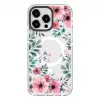 Capa Evelatus para Apple iPhone 15 Pro Max PC+TPU com MagSafe - padrão floral transparente