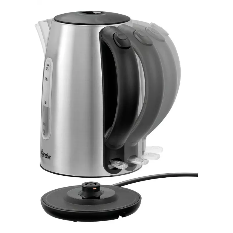 Chaleira elétrica sem fios Bartscher 200095 1,7L aço inoxidável 2200W prateada