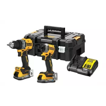 Conjunto duplo DEWALT 18V XR DCD800 DCF850 com 2x baterias Powerstack 1,7Ah