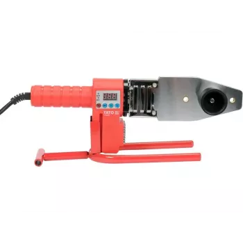 Máquina de soldar plástico Yato YT-82251 800 W com controlo digital de temperatura LCD, 100-550°C, fluxo de ar 120-250 L/min, inclui bicos e varetas de soldadura