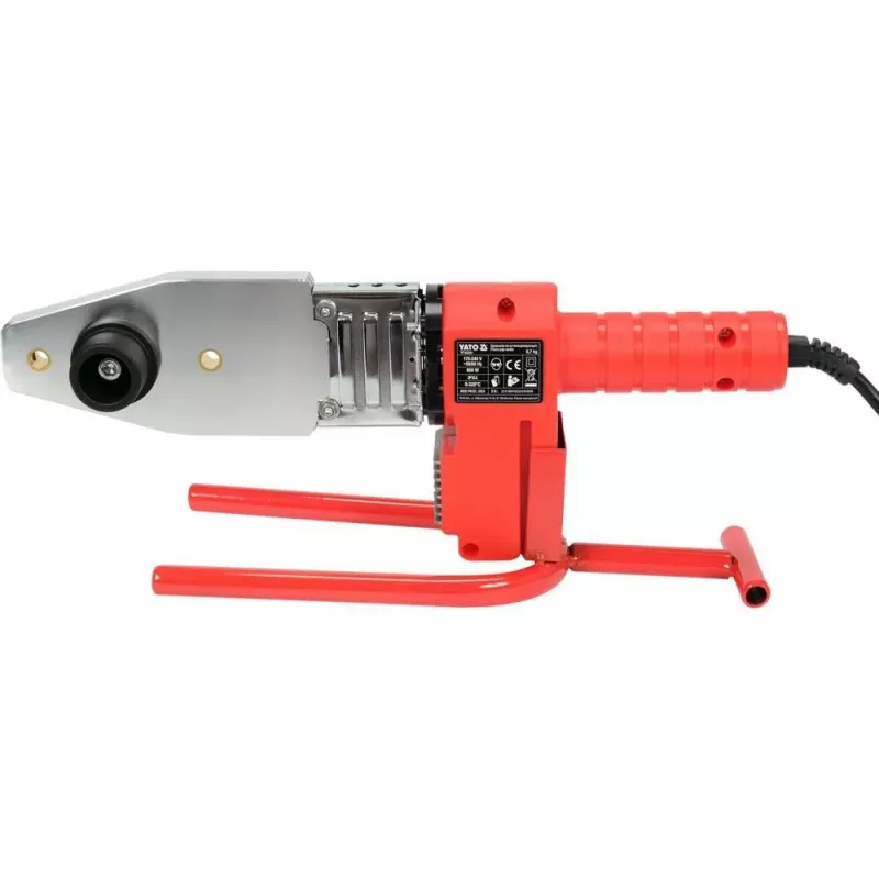 Máquina de soldar plástico Yato YT-82251 800 W com controlo digital de temperatura LCD, 100-550°C, fluxo de ar 120-250 L/min, inclui bicos e varetas de soldadura