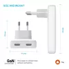 Fixed Slim carregador de viagem 2xUSB-C 65W GaN PD branco