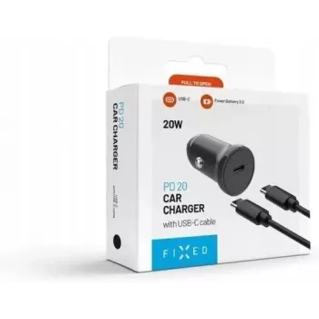 FIXED carregador de automóvel USB-C 20W com cabo USB-C para USB-C - preto FIXCC20N-CC-BK