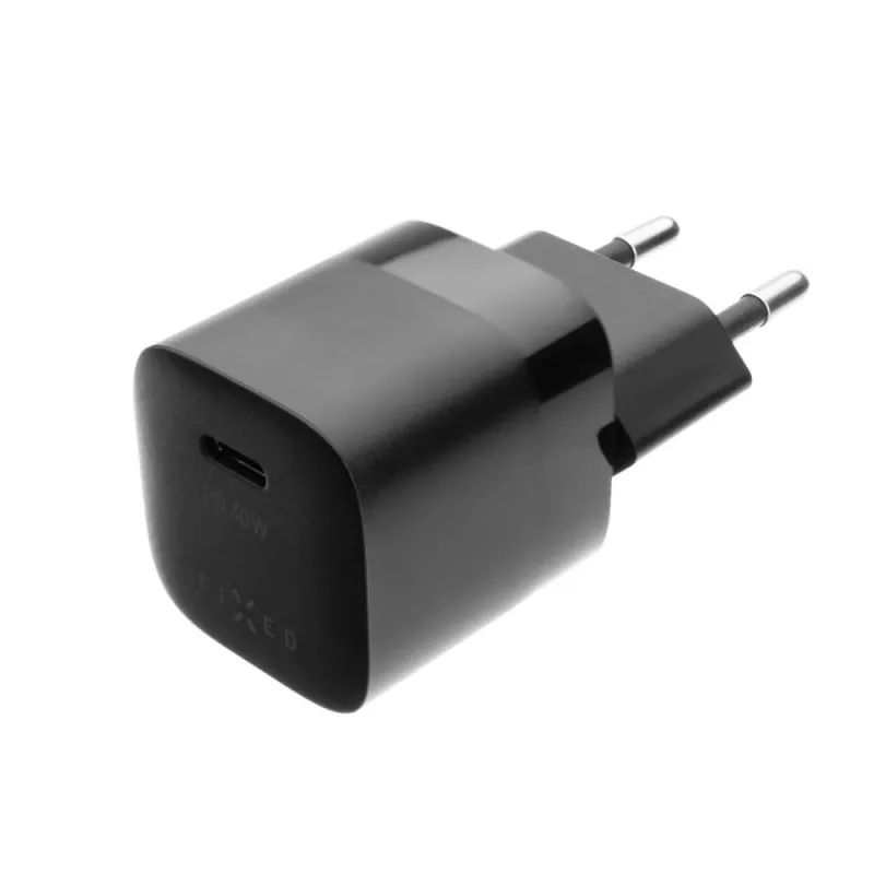Fixed Mini carregador de parede com saída USB-C e suporte PD, 30W - preto FIXC30M-C-BK