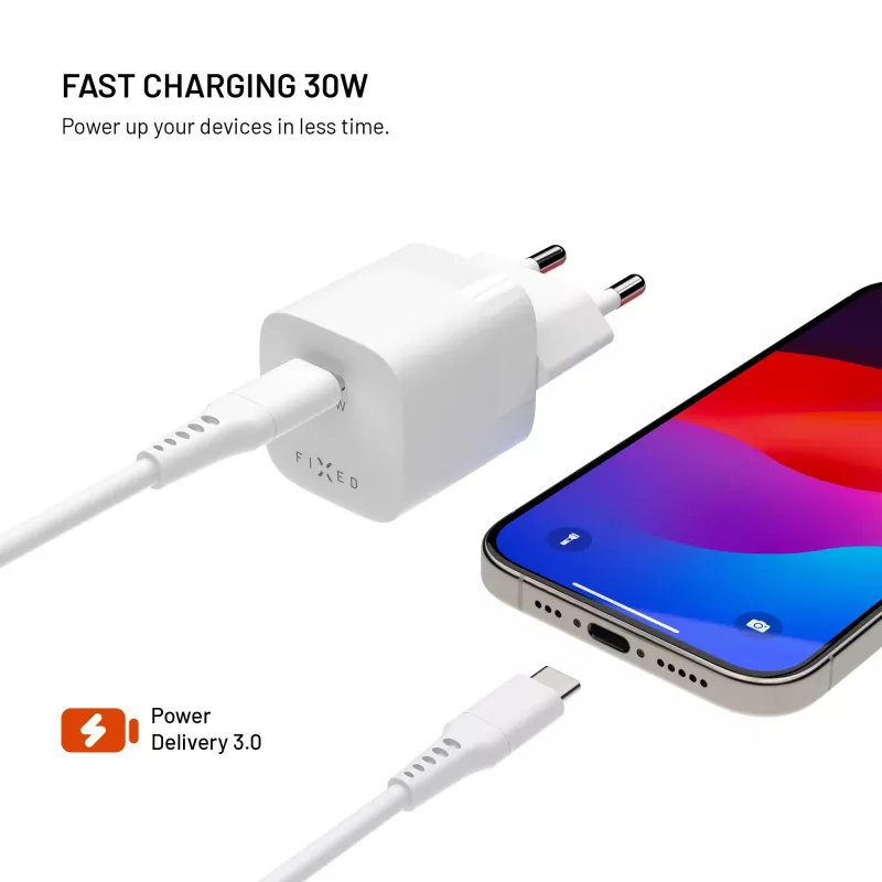 Fixed Mini carregador USB-C GaN 30W - preto