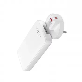 Fixed Slim Traveller carregador de viagem 2xUSB-C com adaptadores mundiais, GaN, 45W – branco