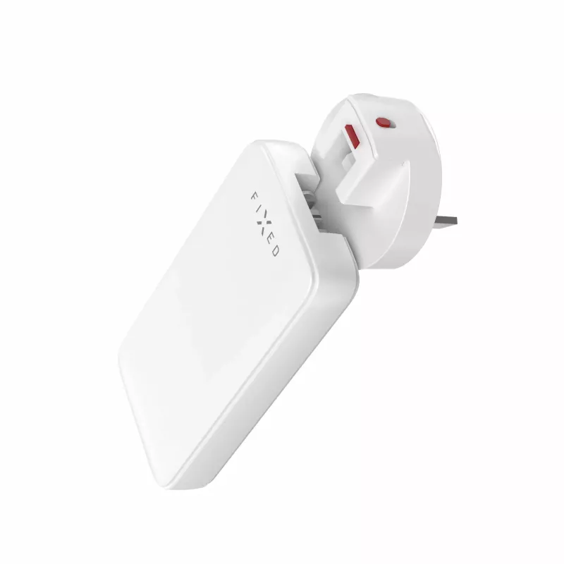 Fixed Slim Traveller carregador de viagem 2xUSB-C com adaptadores mundiais, GaN, 45W – branco