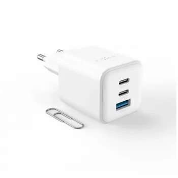 Fixed Mini carregador GaN 2x USB-C e USB 65W branco