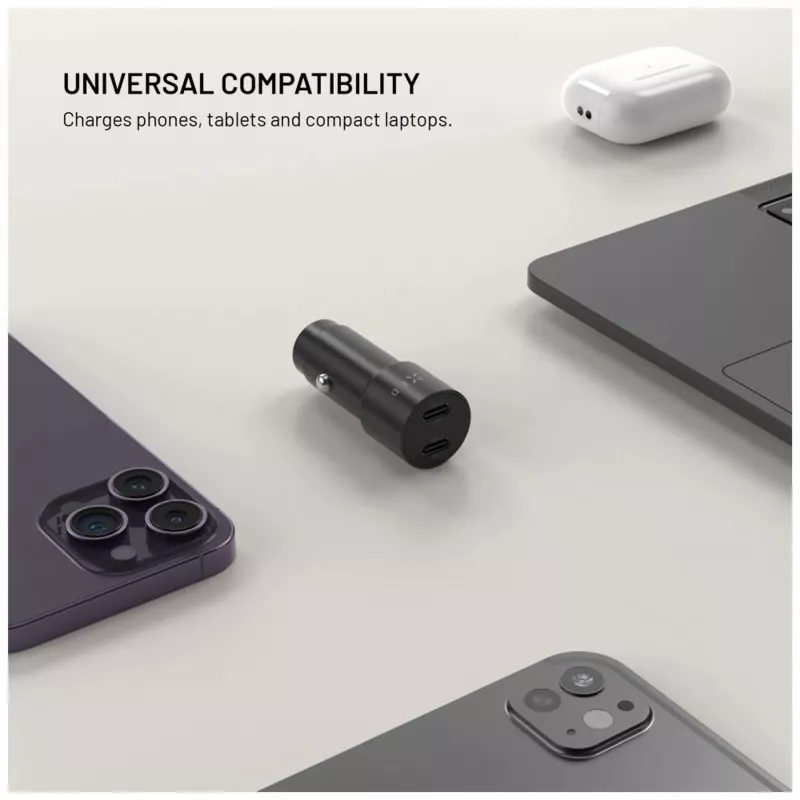 Fixed carregador de automóvel dual USB-C 65W PD 3.0