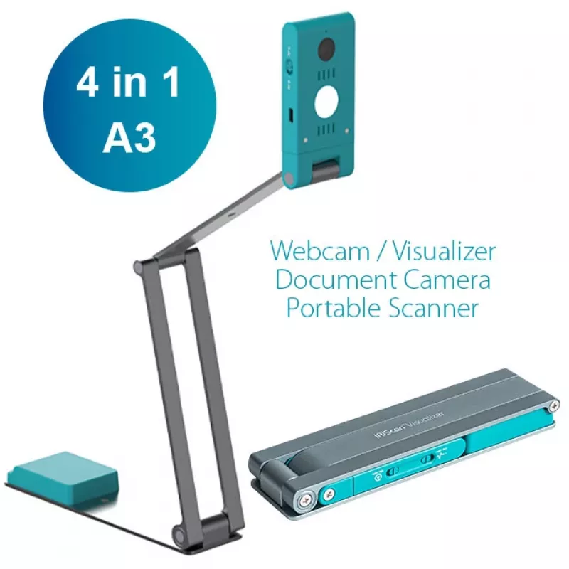 IRIScan Visualizer 7 Dyslexic - scanner de teto A3, 13MP, USB, azul-ártico/prateado