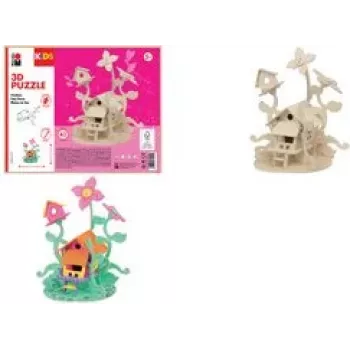 Marabu KiDS Puzzle 3D Casa das fadas, conjunto de construção em madeira de 43 peças, contraplacado pré-cortado, montagem por encaixe - 1 unidade 0317000000010