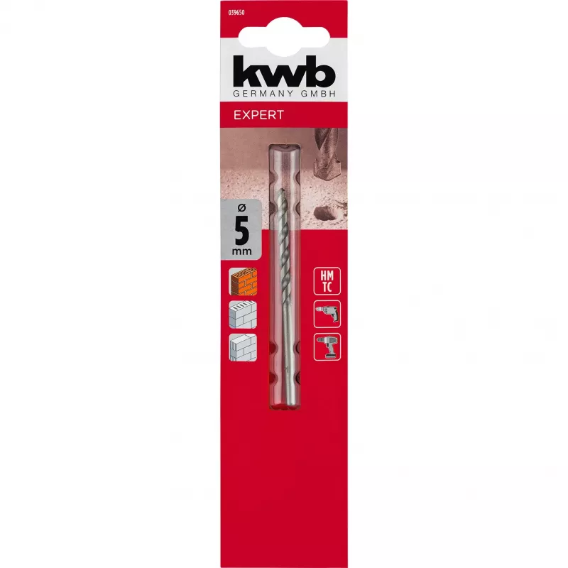 KWB 039650 Broca para pedra 5 mm x 75 mm haste cilíndrica aço temperado