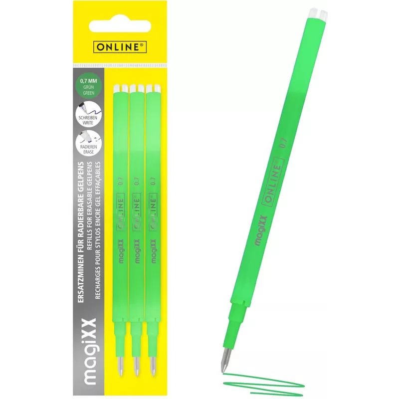 ONLINE magiXX Recarga de caneta de gel Verde 0,7 mm 3 unidades (40165/3)