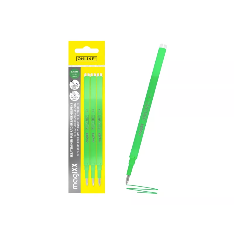 ONLINE magiXX Recarga de caneta de gel Verde 0,7 mm 3 unidades (40165/3)