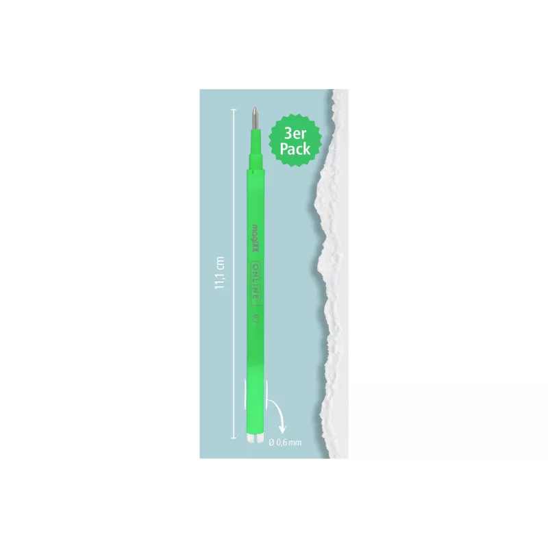 ONLINE magiXX Recarga de caneta de gel Verde 0,7 mm 3 unidades (40165/3)