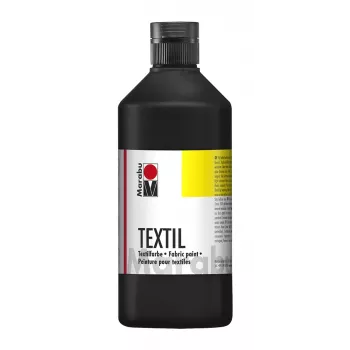 Marabu Textil tinta têxtil, preto, 500 ml, à base de água, para têxteis claros, resistente à lavagem até 40°C 17160075073