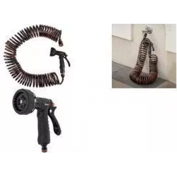 Bradas SPRING FLEX conjunto de mangueira espiral 15 m extensível, de enrolamento automático, com bico de pulverização e conexões rápidas WSF15