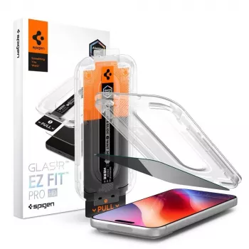 Película protetora de ecrã em vidro temperado Spigen Glas.tR EZ Fit Pro HD Privacy para iPhone 18 Pro