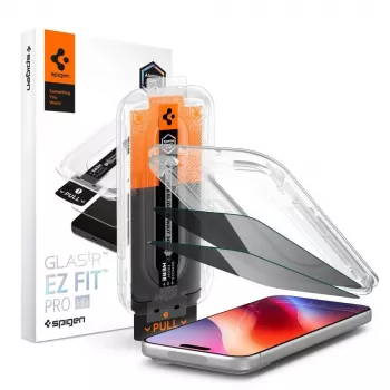 Película protetora de ecrã anti-espião em vidro temperado Spigen Glas.tR EZ Fit Pro HD para iPhone 18 Pro (pack de 2)