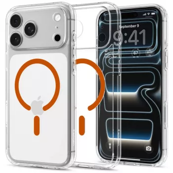 Capa Spigen Ultra Hybrid MagSafe para iPhone 17 Pro / 18 Pro - transparente/laranja