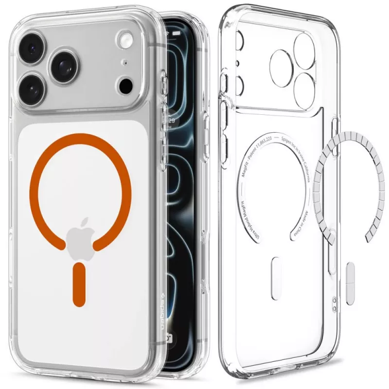 Capa Spigen Ultra Hybrid MagSafe para iPhone 17 Pro / 18 Pro - transparente/laranja