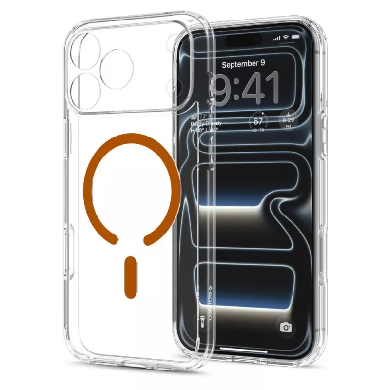 Capa Spigen Ultra Hybrid MagSafe para iPhone 17 Pro / 18 Pro - transparente/laranja
