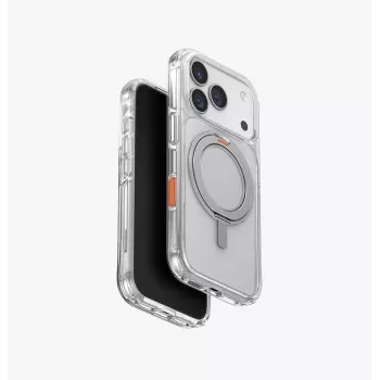 Capa UNIQ Swivix para iPhone 17 Pro com suporte rotativo de 360°, transparente