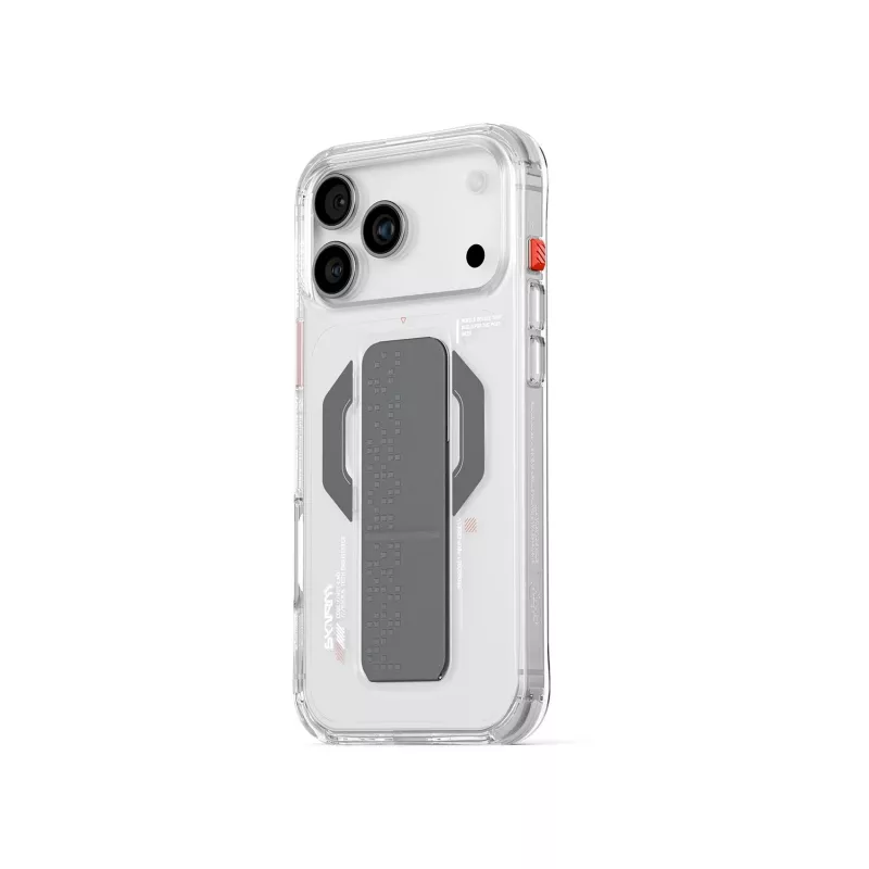 Capa SKINARMA Haxa para iPhone 17 Pro Max com carregamento magnético e suporte com pega - transparente