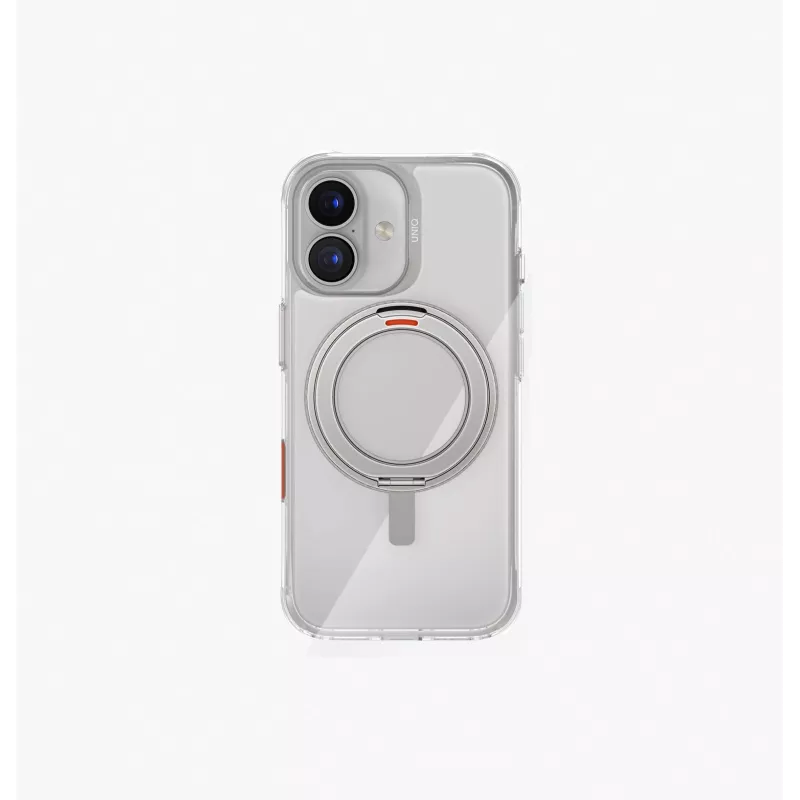 Capa UNIQ Swivix para iPhone 17 com suporte rotativo de 360°, transparente