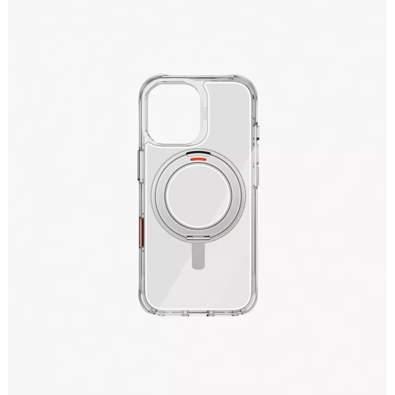 Capa UNIQ Swivix para iPhone 17 com suporte rotativo de 360°, transparente