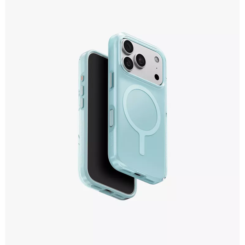 Capa com carregamento UNIQ Clario Magclick para iPhone 18 Pro / 17 Pro, azul