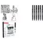 Conjunto de canetas fineliner uni-ball PIN Kyoto, 6 canetas de tinta pigmentada (preto, 0,1–pincel), resistente à água CF PIN/6 003