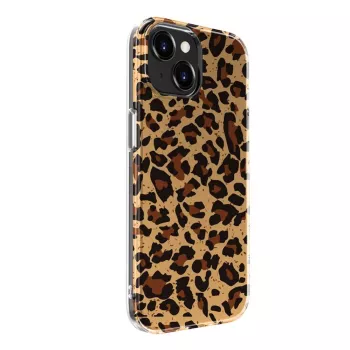 Capa de policarbonato Evelatus EVEAPP15PPDL para Apple iPhone 15, padrão de leopardo