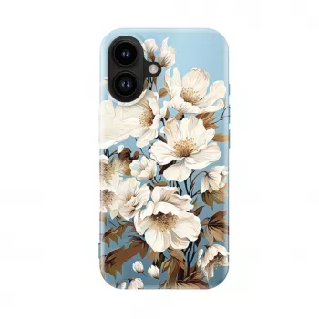 Capa fina Evelatus para Apple iPhone 16 com MagSafe – impressão personalizada Flower Blue