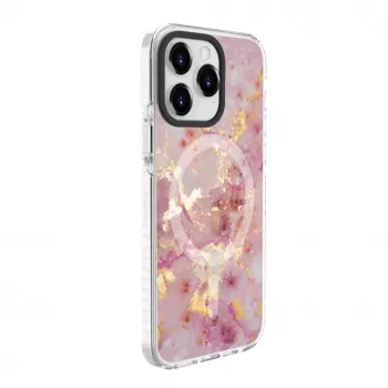 Capa Evelatus para Apple iPhone 15 Pro PC+TPU com MagSafe – mármore rosa