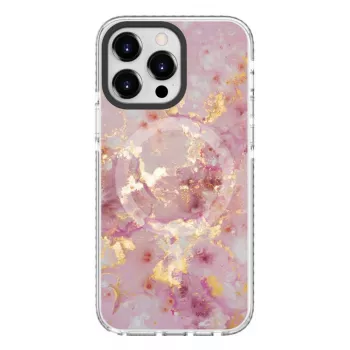 Capa Evelatus para Apple iPhone 15 Pro PC+TPU com MagSafe – mármore rosa