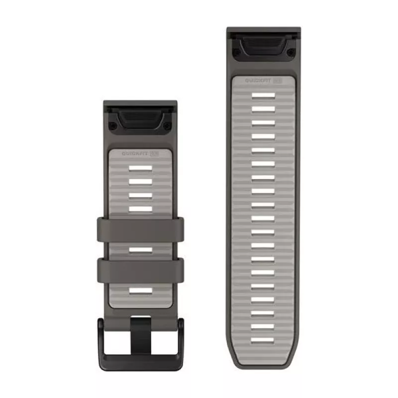 Pulseiras para relógio Garmin QuickFit 26, Pebble Grey/Silver Grey em silicone [010-14510-00]