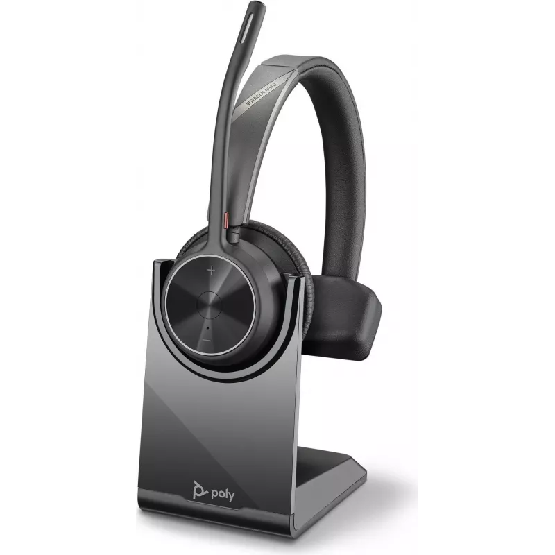 HP Poly Voyager 4300 UC Series 4310 headset sem fios on-ear com adaptador USB-C e base de carregamento, certificado Zoom 218474-01