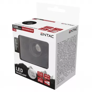 Lanterna de cabeça com zoom ENTAC EHL-ZH-10W-R com bateria recarregável 10W sensor de movimento