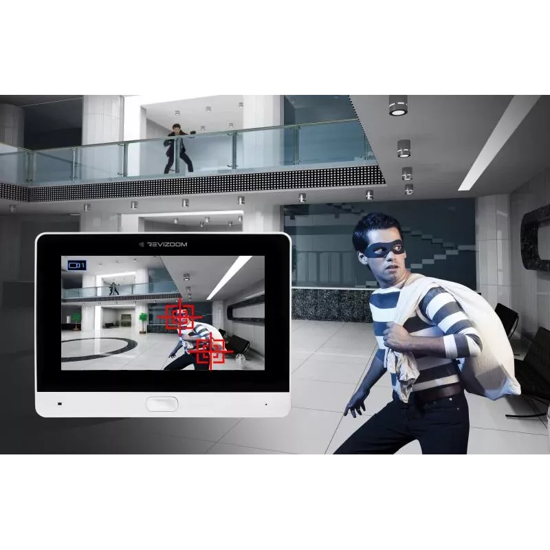 Videoporteiro REVIZOOM RM-T273HD branco de 7 polegadas com posto exterior RC-212HD-CK1