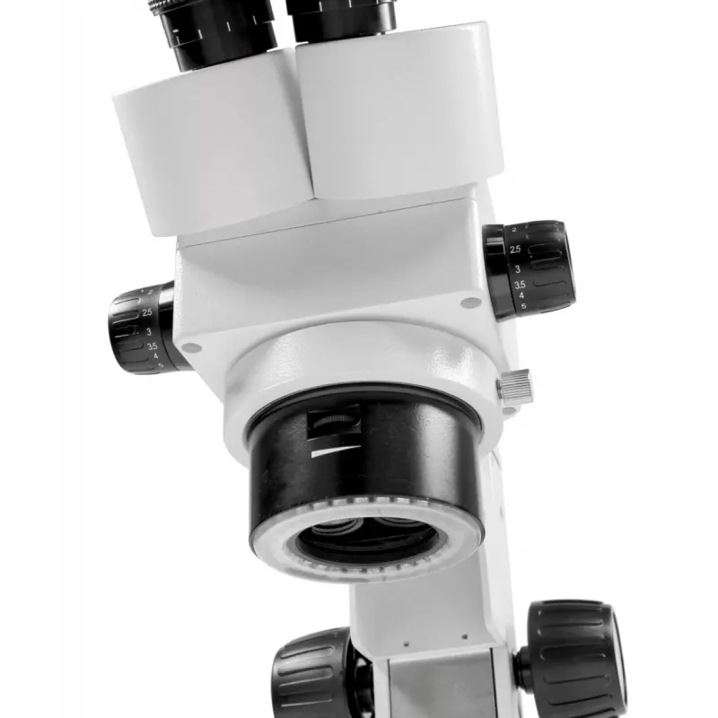 Microscópio estereoscópico com zoom Kern Optics OZL 456 binocular 50x luz incidente e transmitida LED