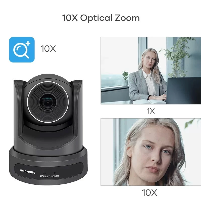 ROCWARE RC20 Câmara PTZ 1080p Zoom Ótico 12x HDMI USB 3.0 LAN