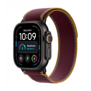 Apple Watch Ultra 4 GPS + Cellular 49 mm caixa de titânio preta com Trail Loop Borgonha – M/L