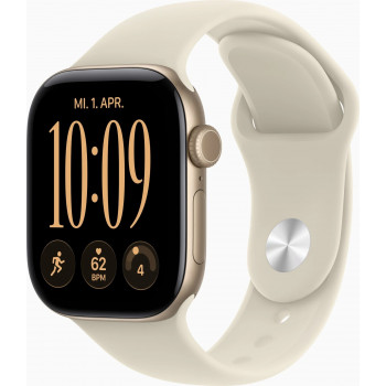 Apple Watch Series 12 GPS + Cellular 42 mm caixa de alumínio dourado com pulseira desportiva areia – S/M