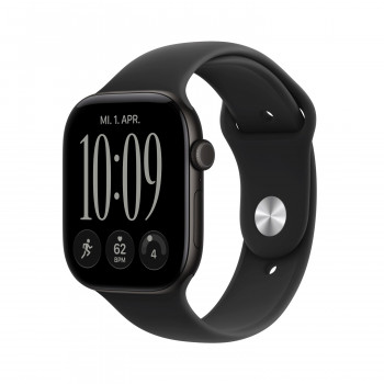 Apple Watch Series 12 GPS 46 mm caixa de alumínio preto com pulseira desportiva preta – M/L