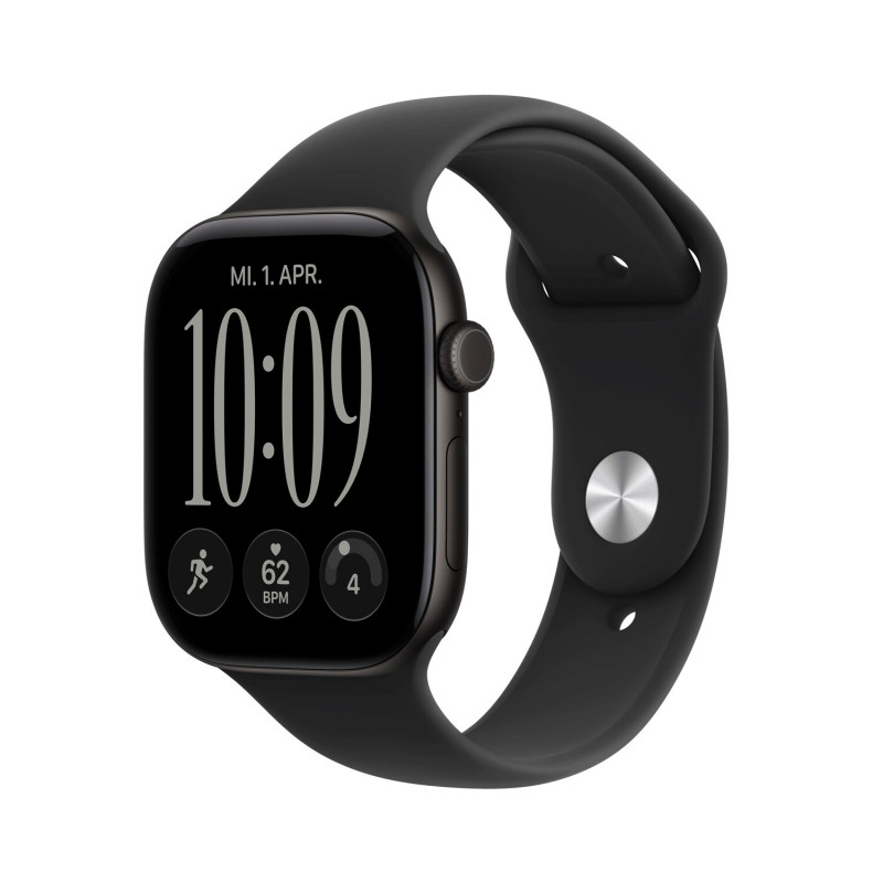 Apple Watch Series 12 GPS 46 mm caixa de alumínio preto com pulseira desportiva preta – M/L